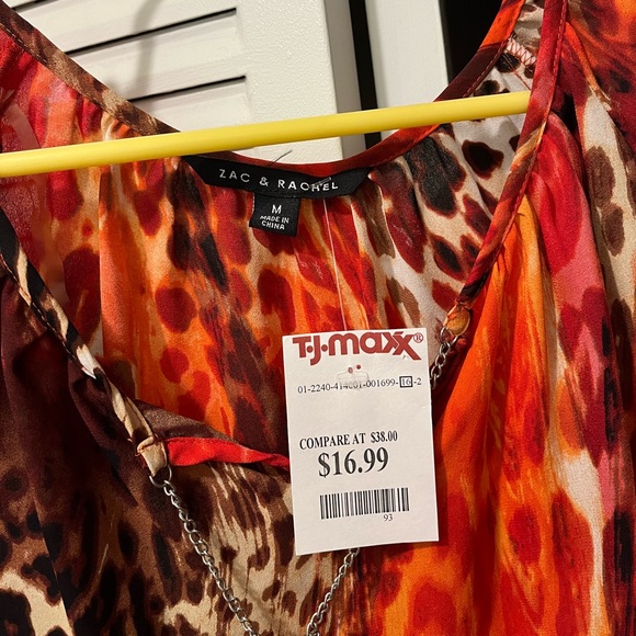 Zac & Rachel NWT Sheer Animal-Print Tunic, Size Medium/Large - Picture 2 of 5